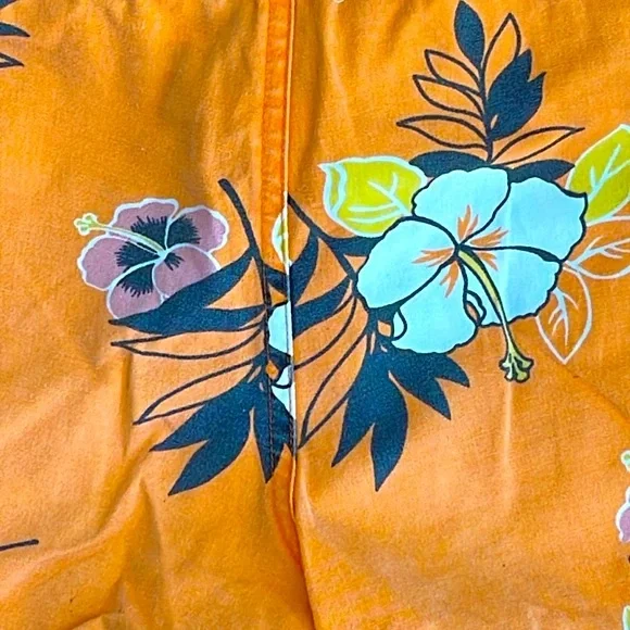 Old Navy Vintage Orange Tropical Print Ultra Low Waist Cargo Board Shorts -Sml - Picture 6 of 8